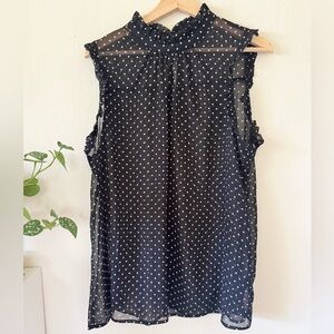 ✨ Who What Wear Black Polka Dot Sleeveless Blouse ✨